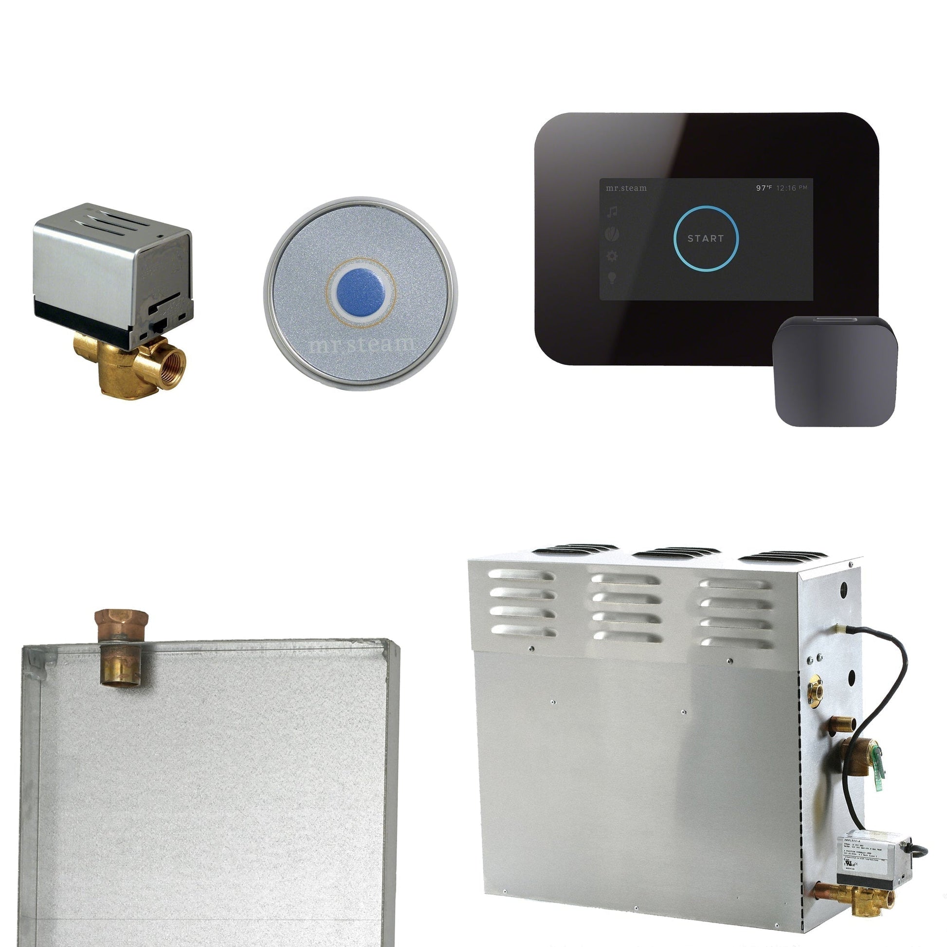 MrSteam Commercial CT Day Spa Steam Generator 9 kW 240 V 1 Ph with isteam®3 Control in Black, SteamHead, AutoFlush, Condensation Pan, Steamstop