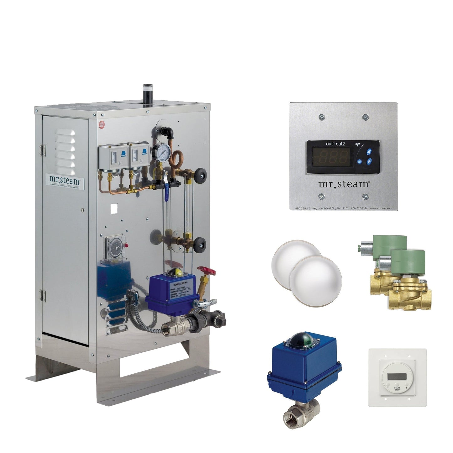 MrSteam Commercial CU 2 Generator 108 kW 240 V 3 ph Package with Digital 1 Control, Steamhead & Blowdown System