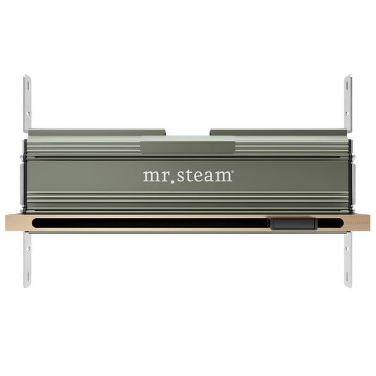 MrSteam Linear 10" × 17" × 5" Brushed Bronze Stainless Steel Steam Head With AromaTray For All eSeries Generators