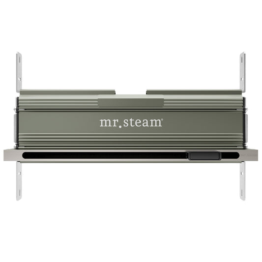 MrSteam Linear 10" ×17" × 5" Brushed Nickel Stainless Steel Steam Head With AromaTray For All eSeries Generators
