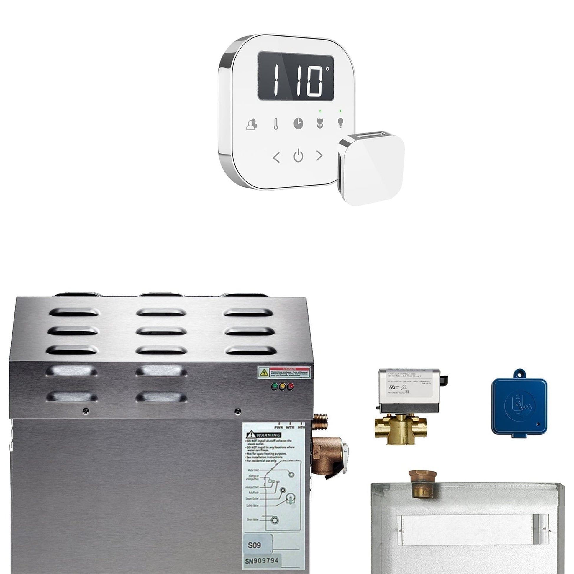 MrSteam e-SERIES MSSUPER1EC1 10 kW Steam Generator Incl AirTempo Polished Chrome Control With AirButler Package