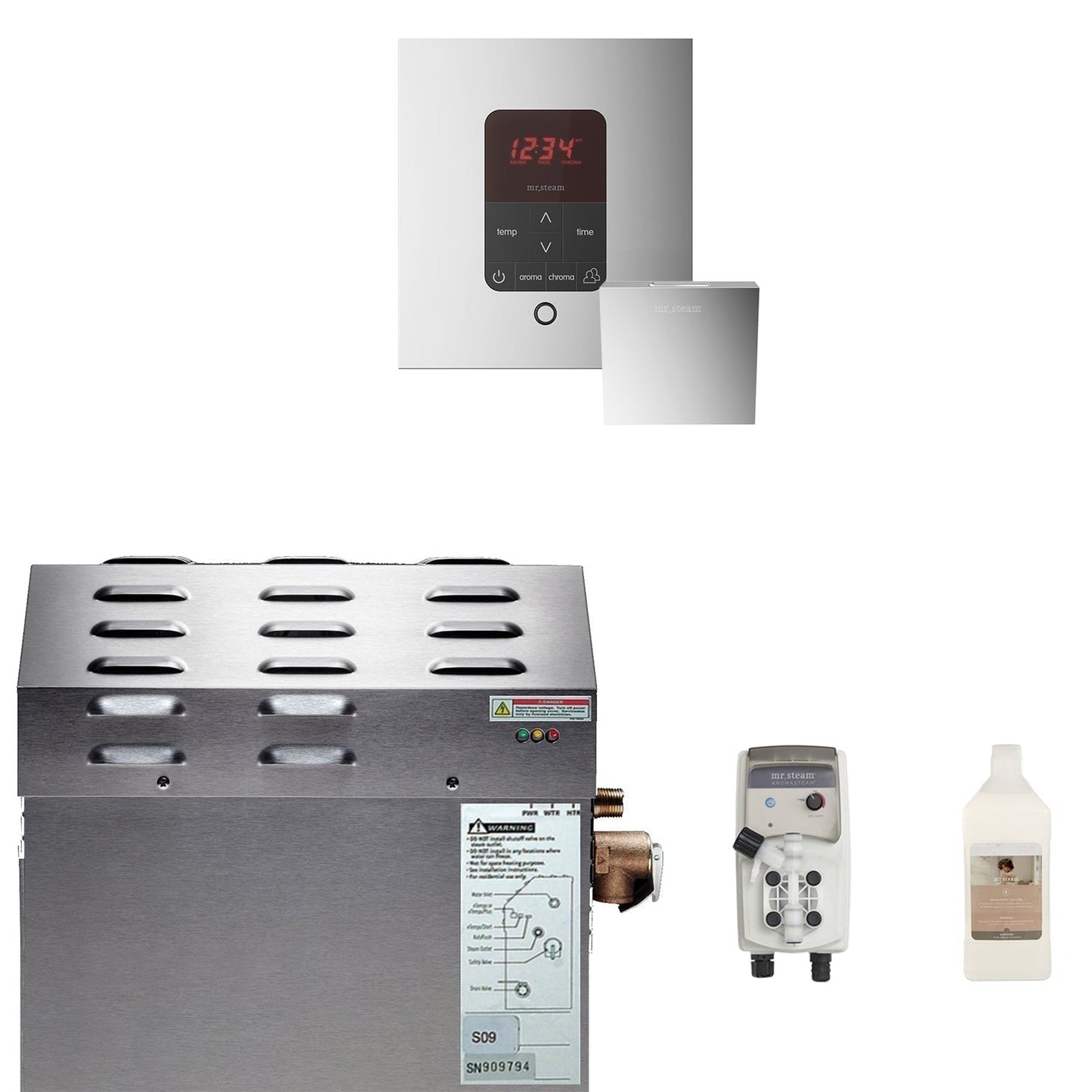 MrSteam e-SERIES MSSUPER1EC1 10 kW Steam Generator Incl iTempoPlus Polished Chrome Control