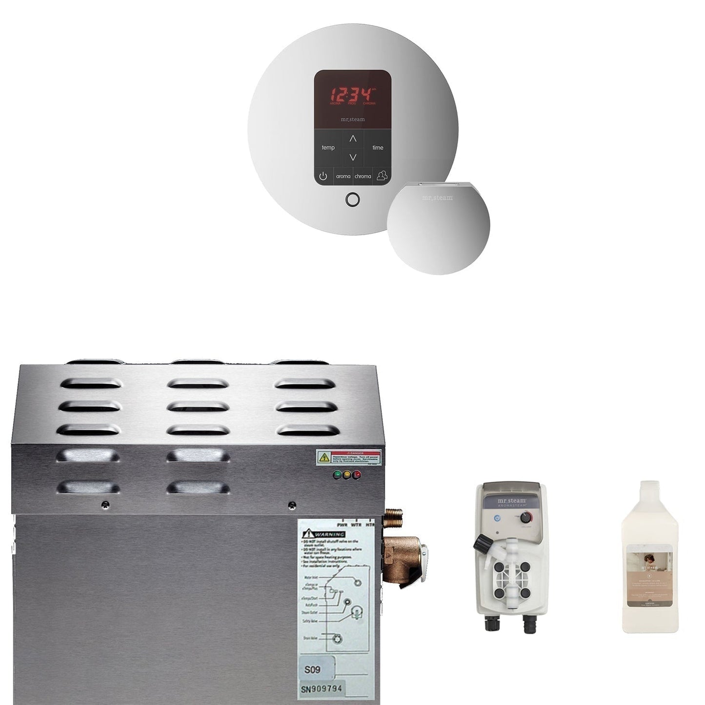 MrSteam e-SERIES MSSUPER1EC1 10 kW Steam Generator Incl iTempoPlus Polished Chrome Control