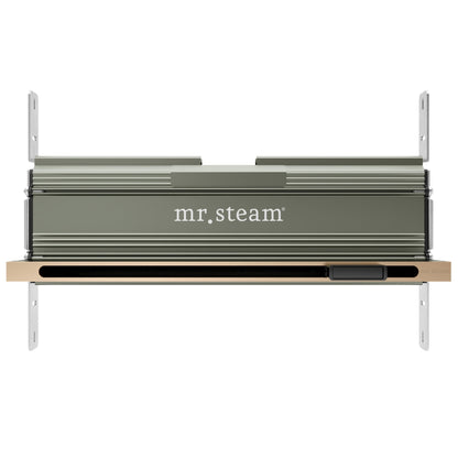 MrSteam iButler 28" x 13" x 11" Brushed Bronze Linear Steam Generator Control Kit Package in Black with Autoflush, Condensation Pan, Steamlinx, Steamhead