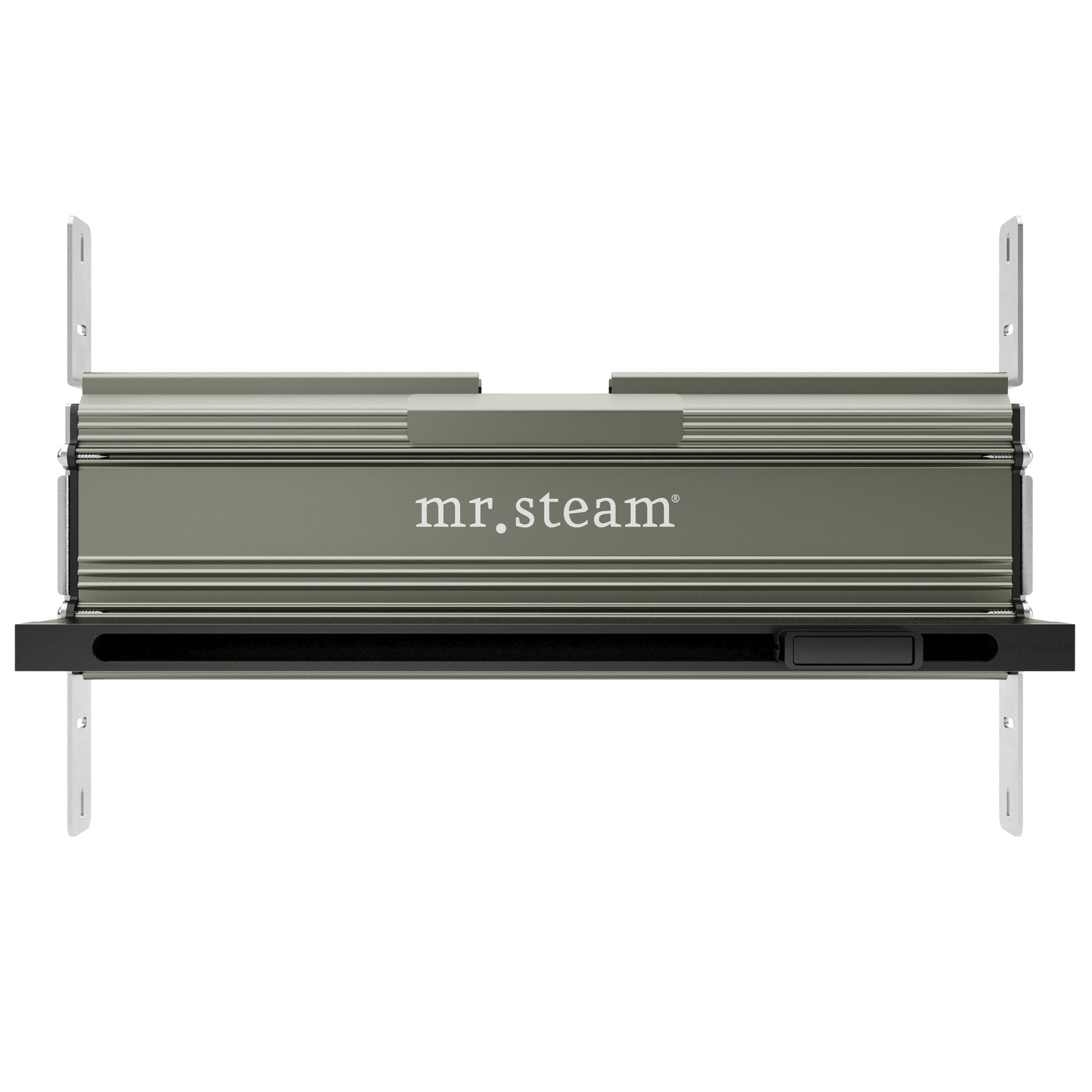 MrSteam iButler 28" x 13" x 11" Matte Black Linear Steam Generator Control Kit Package in White with Autoflush, Condensation Pan, Steamlinx, Steamhead