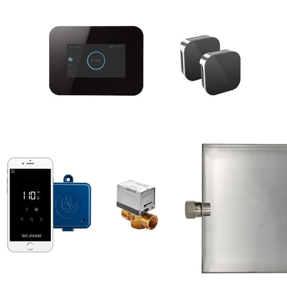 MrSteam iButler 36" x 12" x 12" Black in Max Steam Generator Control Kit Package with Autoflush, Condensation Pan, Steamlinx, Steamhead
