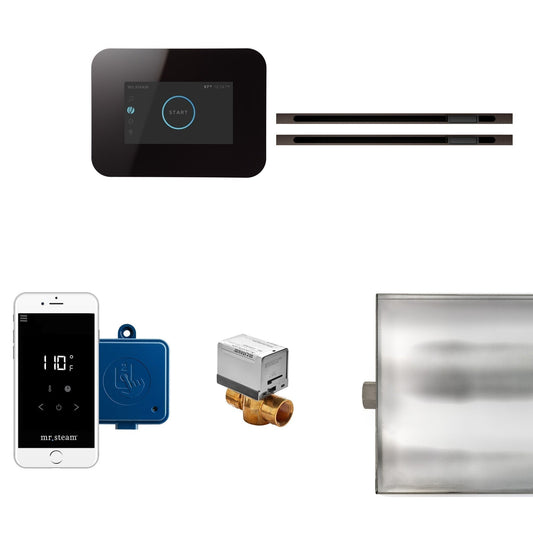 MrSteam iButler Max 36" x 12 x 12 Black in Oil Rubbed Bronze Linear Steam Generator Control Kit Package with Autoflush, Condensation Pan, Steamlinx, Steamhead