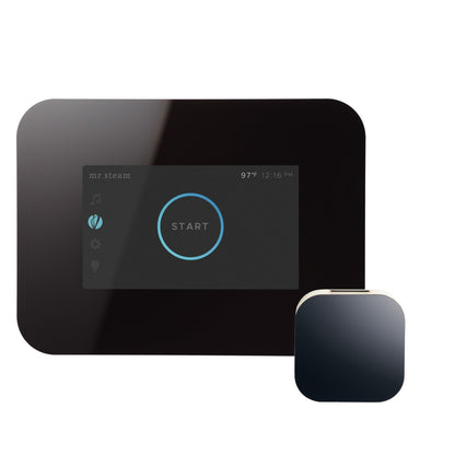 MrSteam iButler Max 36" x 12 x 12 Brushed Nickel Linear Steam Generator Control Kit Package in Black with Autoflush, Condensation Pan, Steamlinx, Steamhead