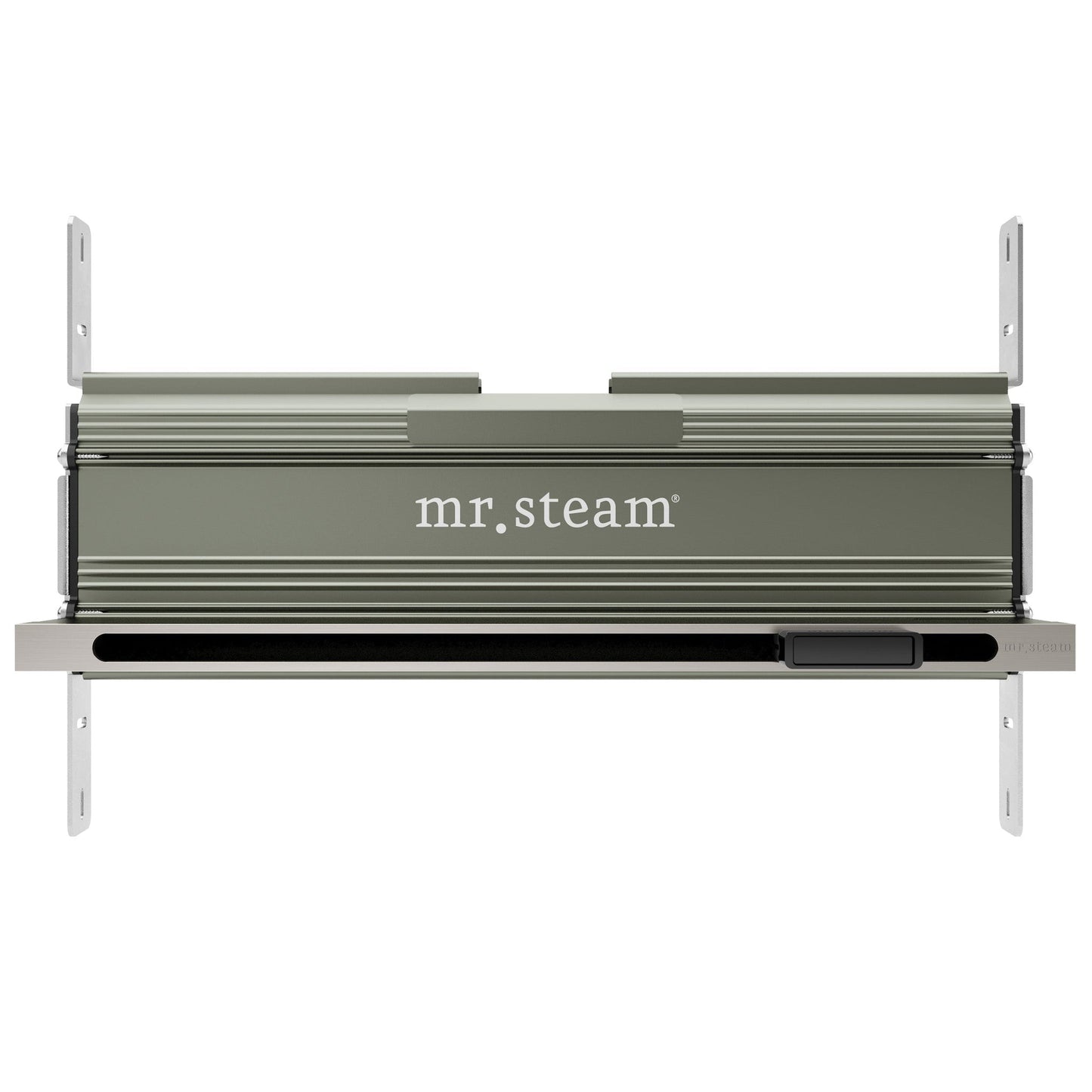 MrSteam iButler Max 36" x 12 x 12 Brushed Nickel Linear Steam Generator Control Kit Package in Black with Autoflush, Condensation Pan, Steamlinx, Steamhead
