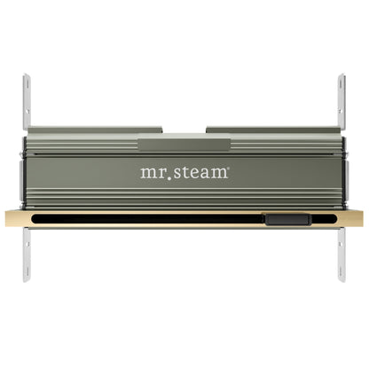 MrSteam iDream 27" x 22" x 18" white in Linear Polished Brass Steam Generator Control Kit Package