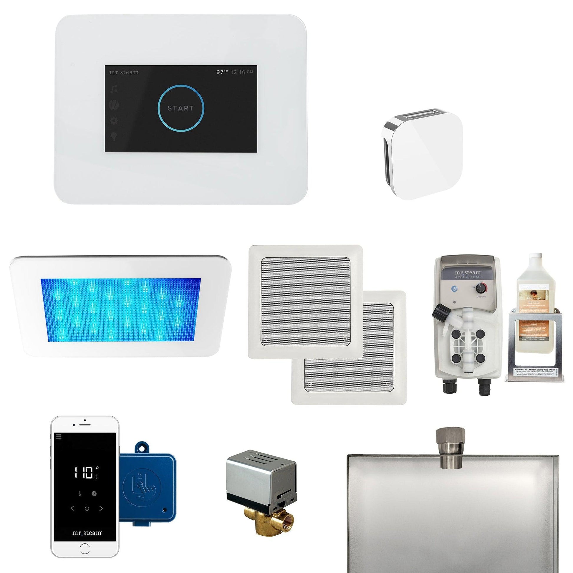 MrSteam iDream 27" x 22" x 18" white in Steam Generator Control Kit Package