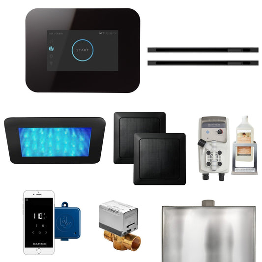 MrSteam iDream 36" x 24" x 18" Black in Max Linear Matte Black Steam Generator Control Kit Package