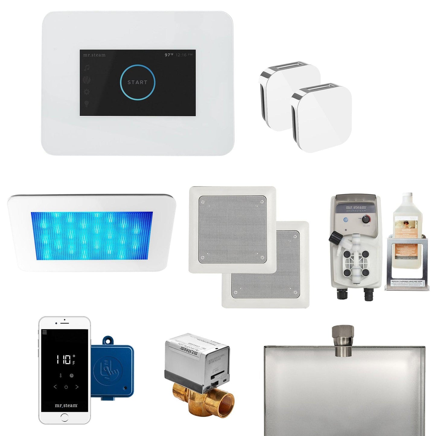 MrSteam iDream Max 50" x 36" x 36" white in Steam Generator Control Kit Package