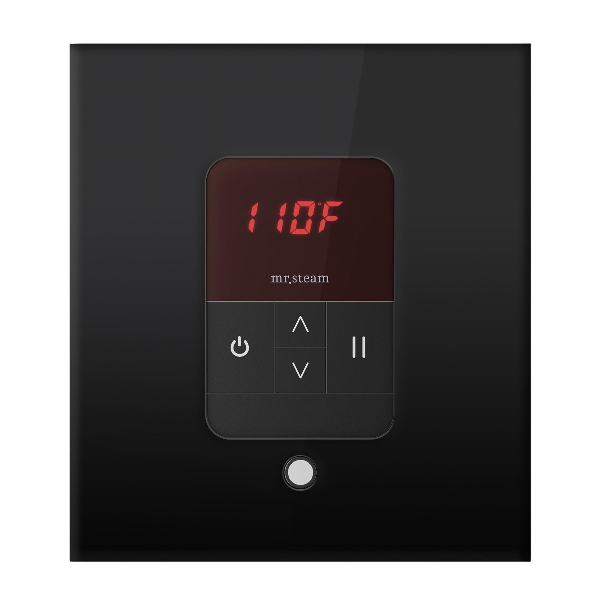 MrSteam iTempo 5" x 5" x 1" Black in Square Steam Shower Control with Polished Chrome Bezel