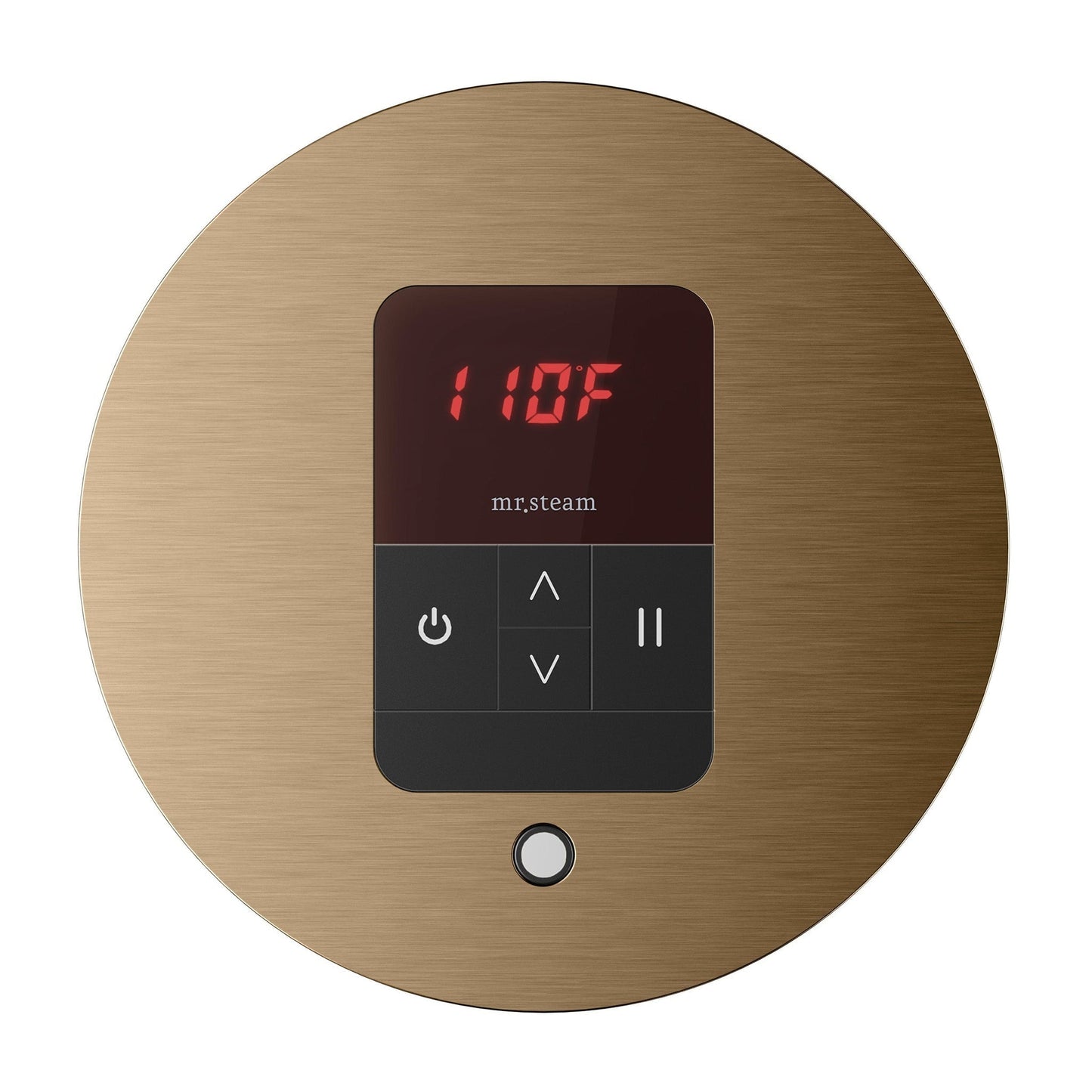 MrSteam iTempo 5" x 5" x 1" Brushed Bronze Round Steam Shower Control in