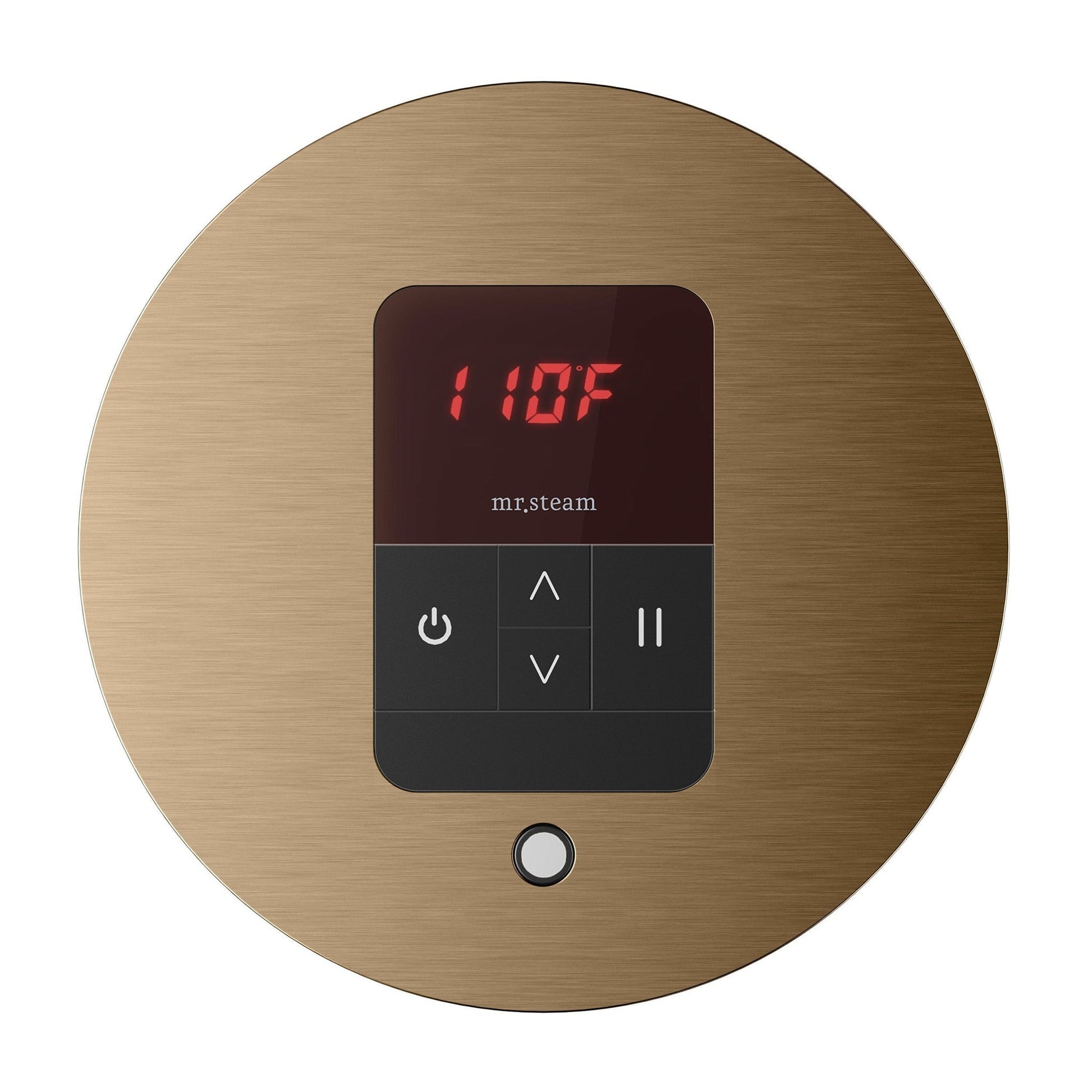 MrSteam iTempo 5" x 5" x 1" Brushed Bronze Round Steam Shower Control in