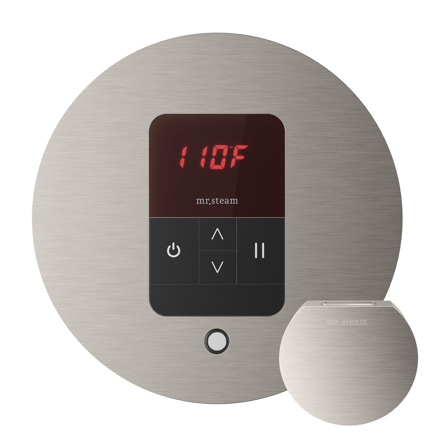 MrSteam iTempo 5" x 5" x 1" Brushed Nickel Round Steam Shower Control