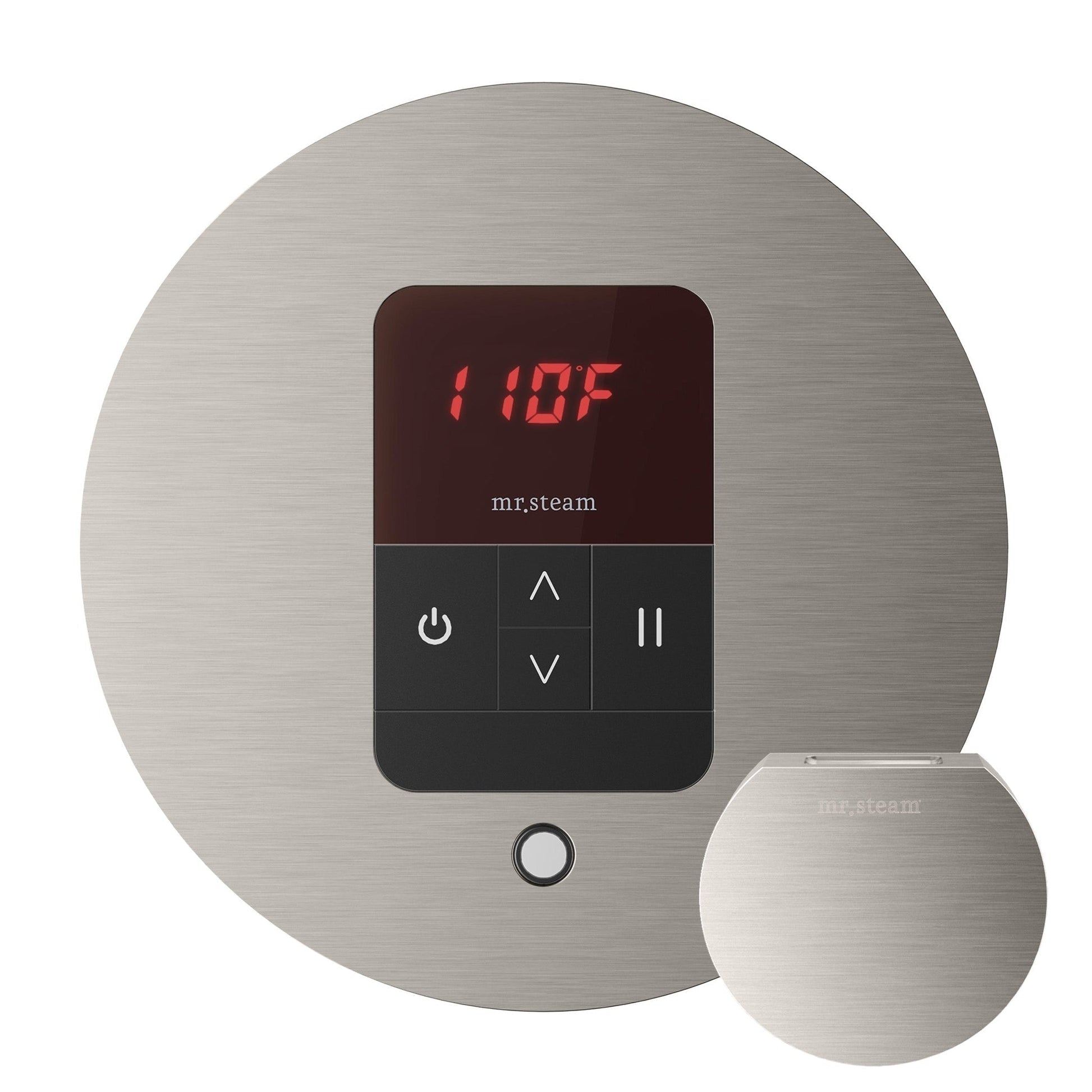 MrSteam iTempo 5" x 5" x 1" Brushed Nickel Round Steam Shower Control