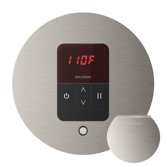 MrSteam iTempo 5" x 5" x 1" Brushed Nickel Round Steam Shower Control