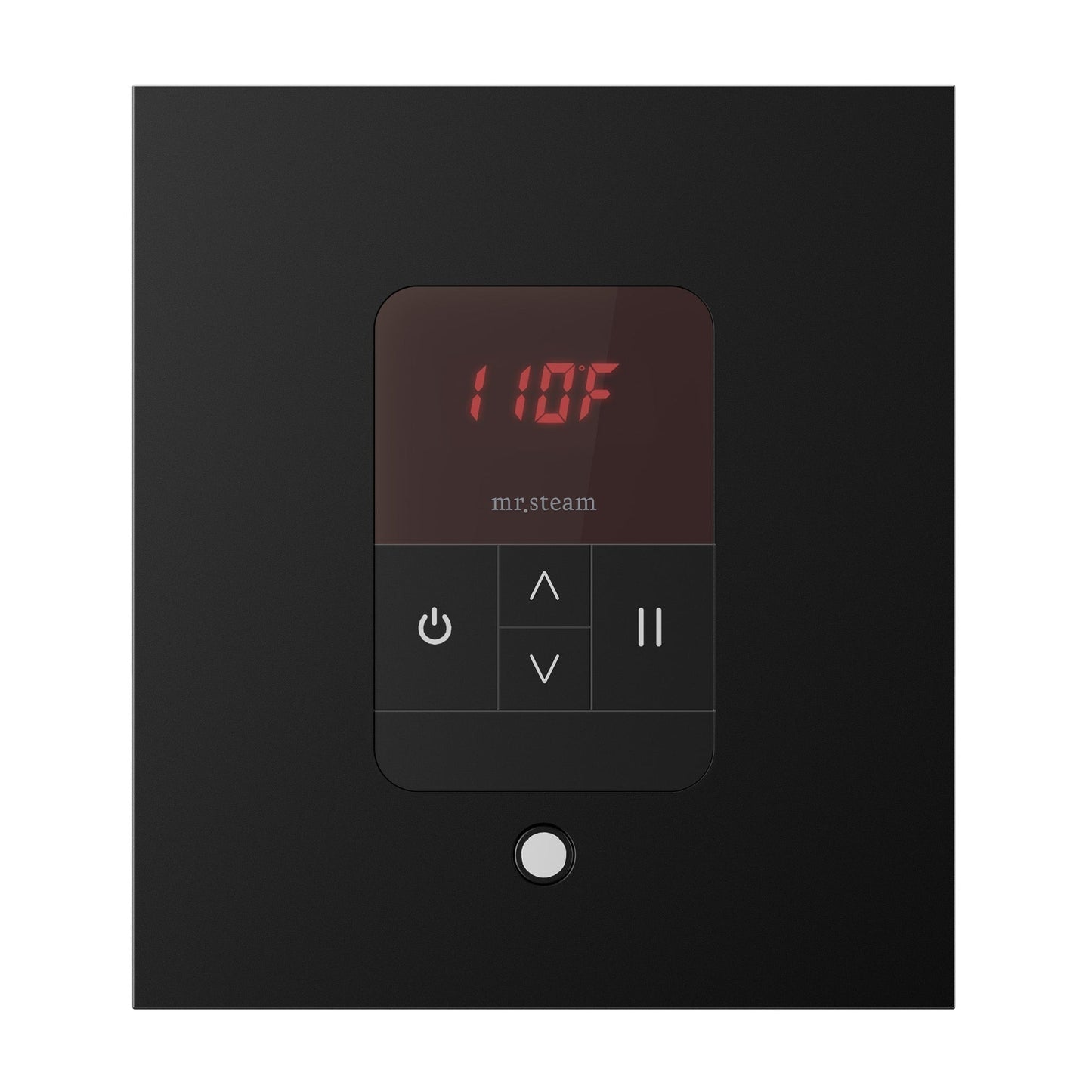 MrSteam iTempo 5" x 5" x 1" Matte Black in Square Steam Shower Control with Polished Chrome Bezel