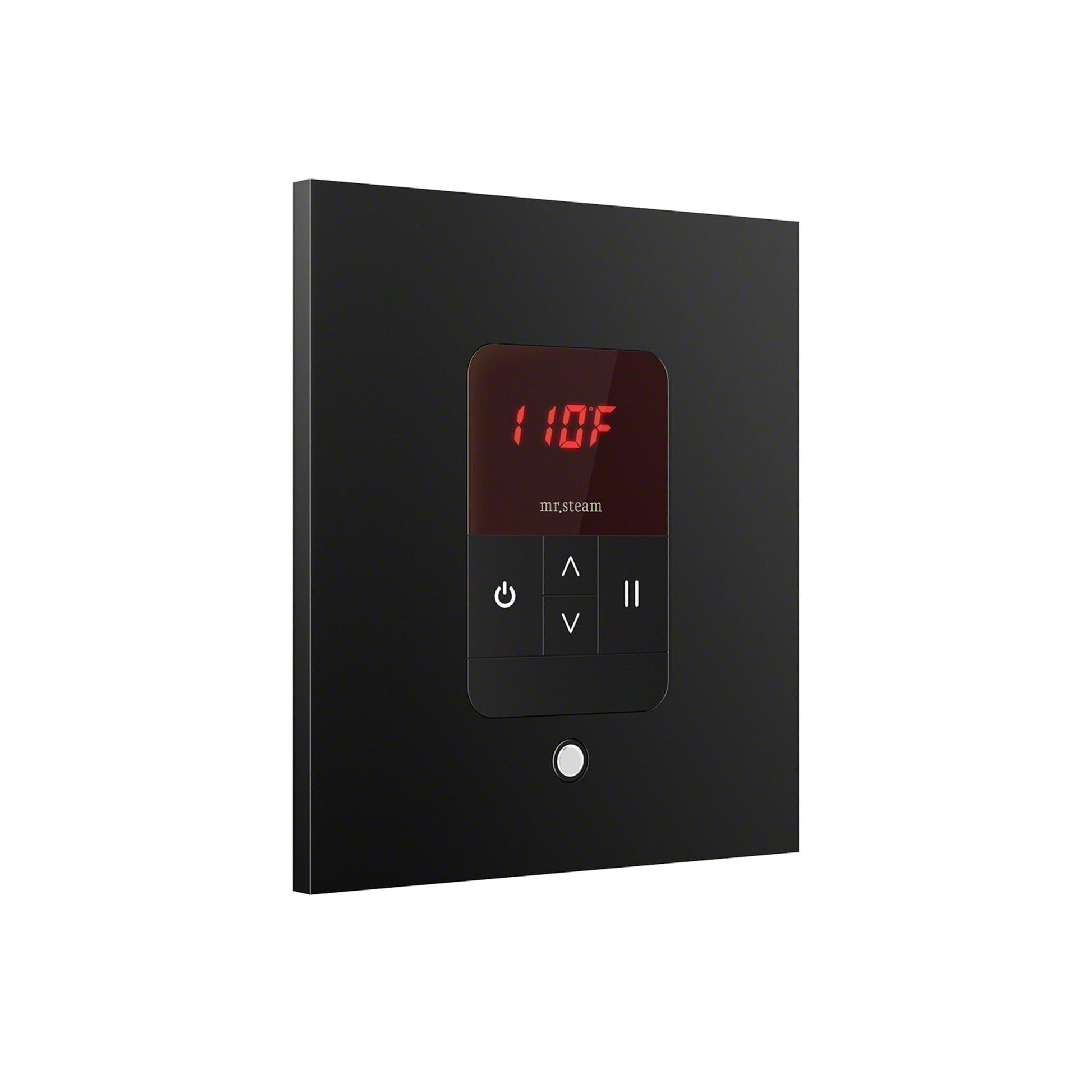 MrSteam iTempo 5" x 5" x 1" Matte Black in Square Steam Shower Control with Polished Chrome Bezel