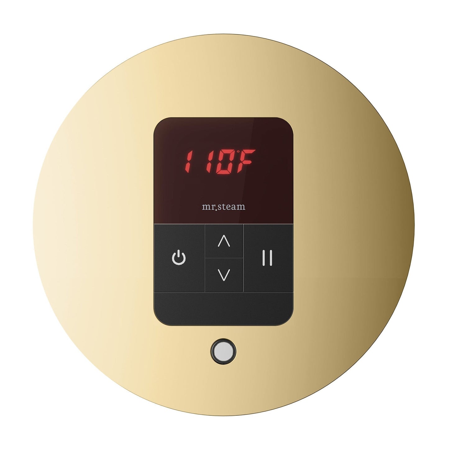 MrSteam iTempo 5" x 5" x 1" Polished Brass Round Steam Shower Control
