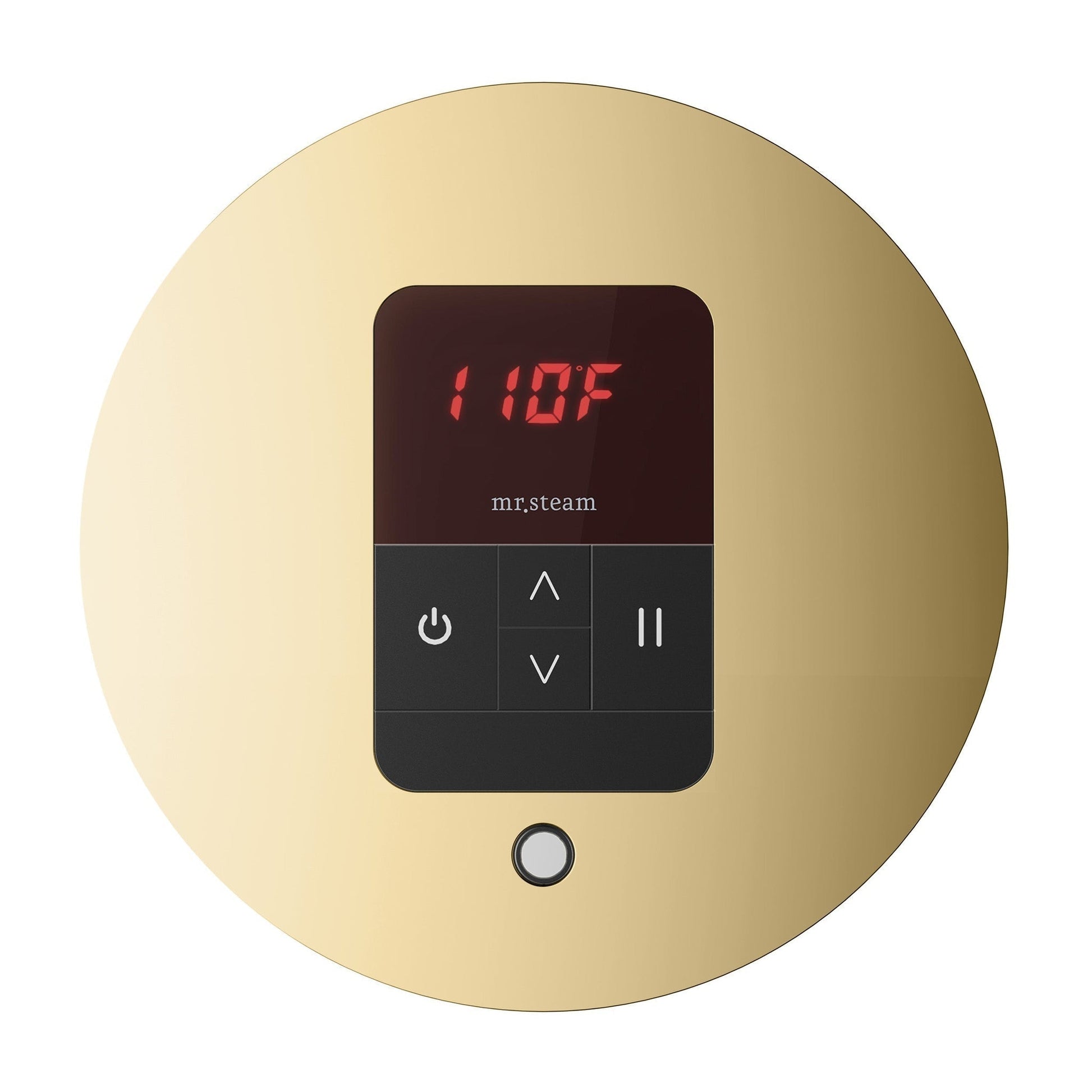 MrSteam iTempo 5" x 5" x 1" Polished Brass Round Steam Shower Control