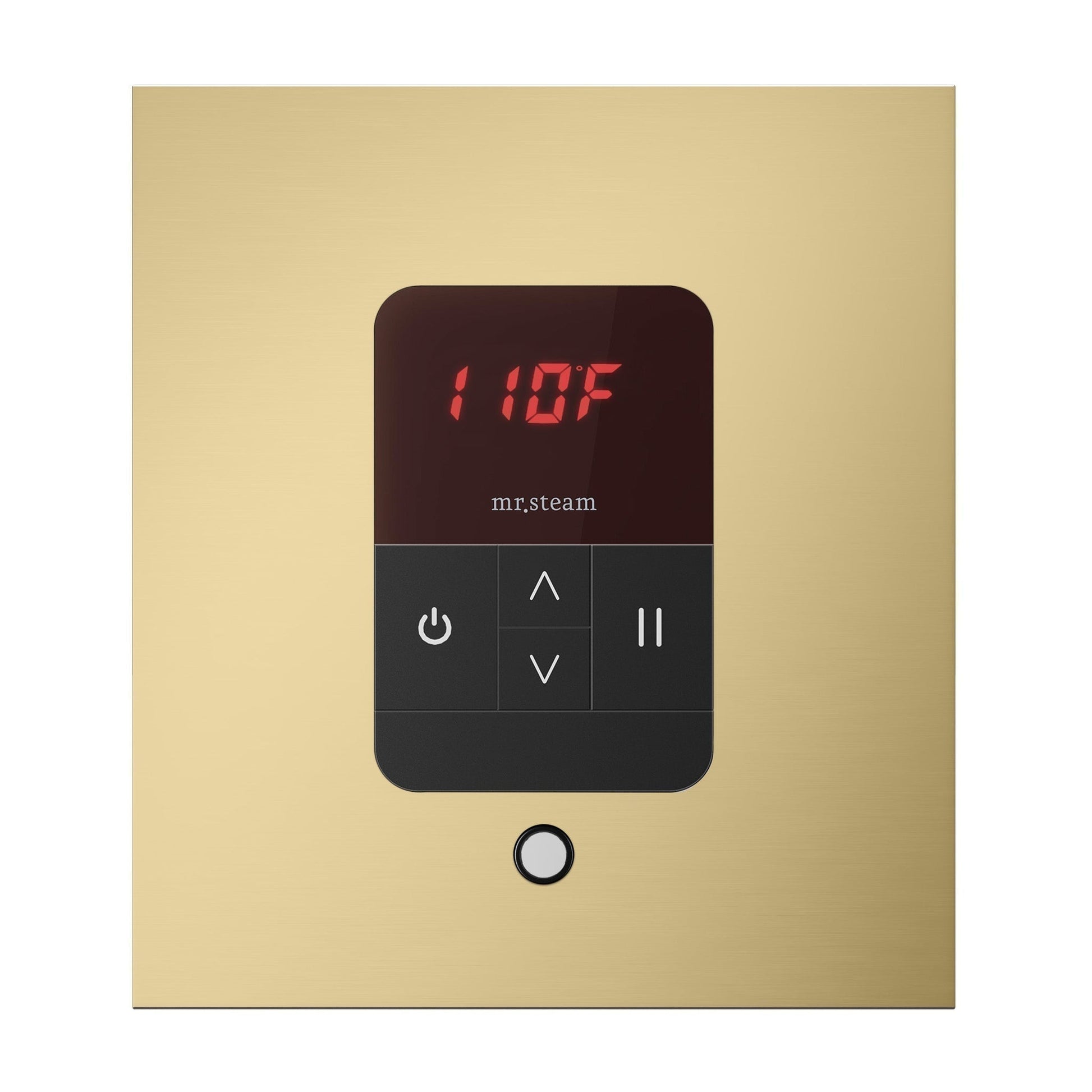 MrSteam iTempo 5" x 5" x 1" Satin Brass in Square Steam Shower Control