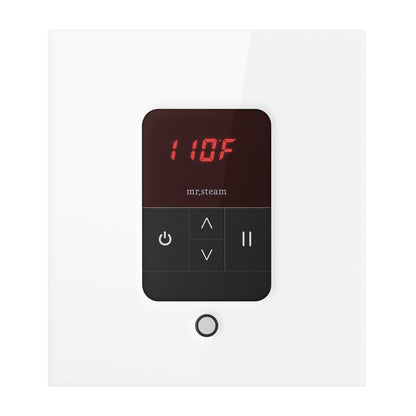MrSteam iTempo 5" x 5" x 1" White in Square Steam Shower Control with Polished Chrome Bezel