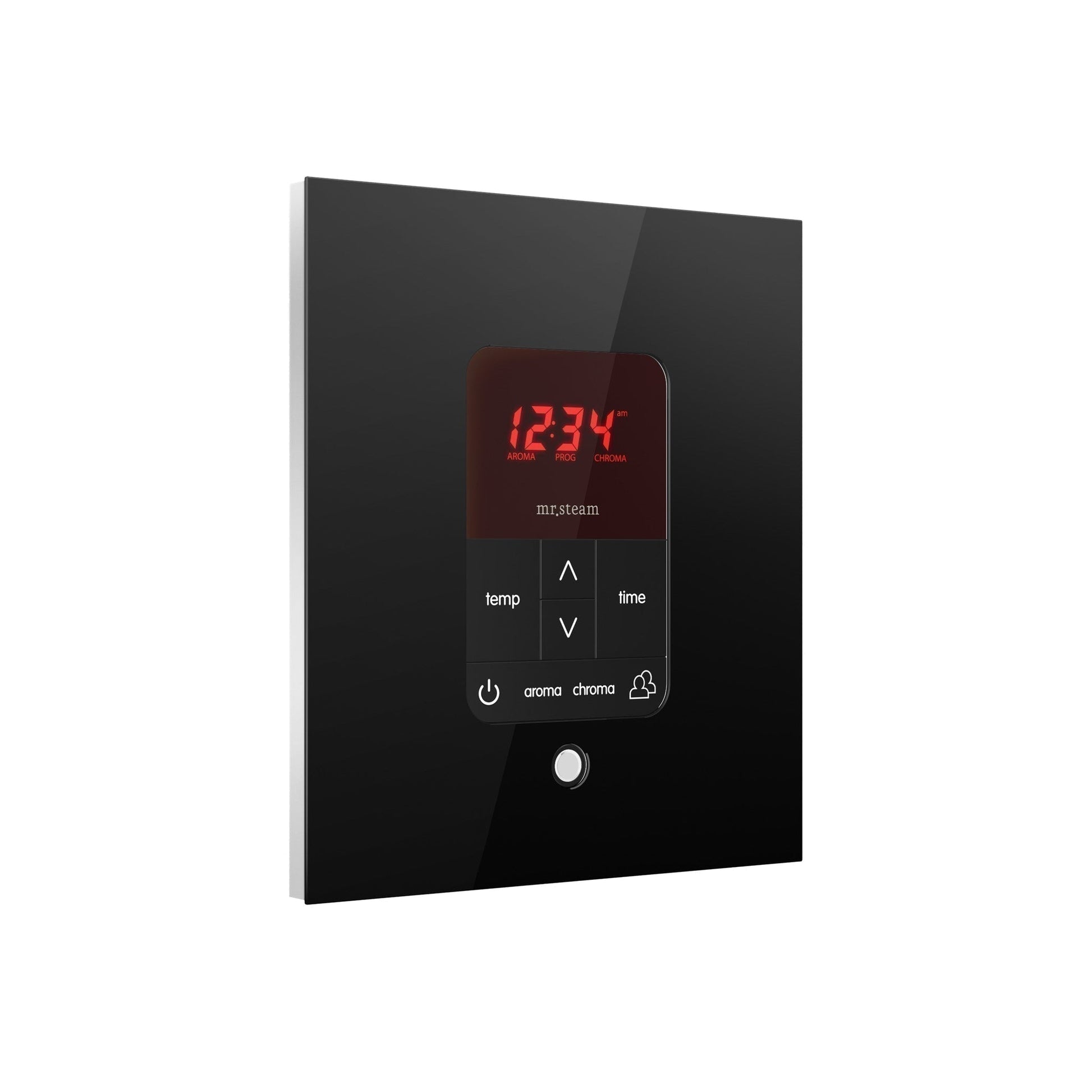 MrSteam iTempoPlus 5" x 4" x 1" Black in Square Steam Shower Control with Polished Chrome Bezel
