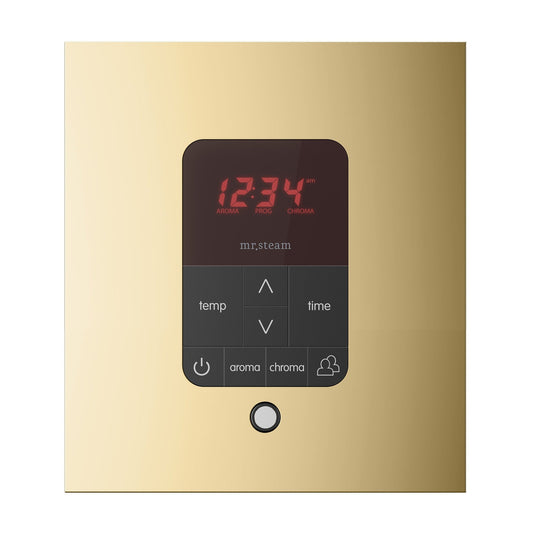 MrSteam iTempoPlus 5" x 4" x 1" Polished Brass in Square Steam Shower Control