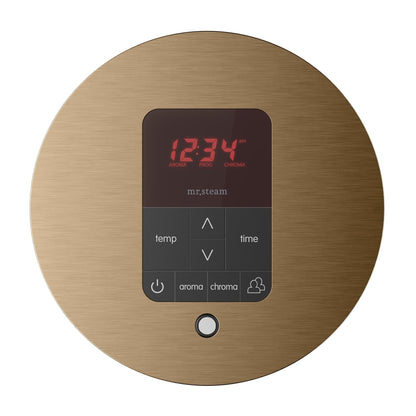MrSteam iTempoPlus 5" x 5" x 1" Brushed Bronze in Round Steam Shower Control