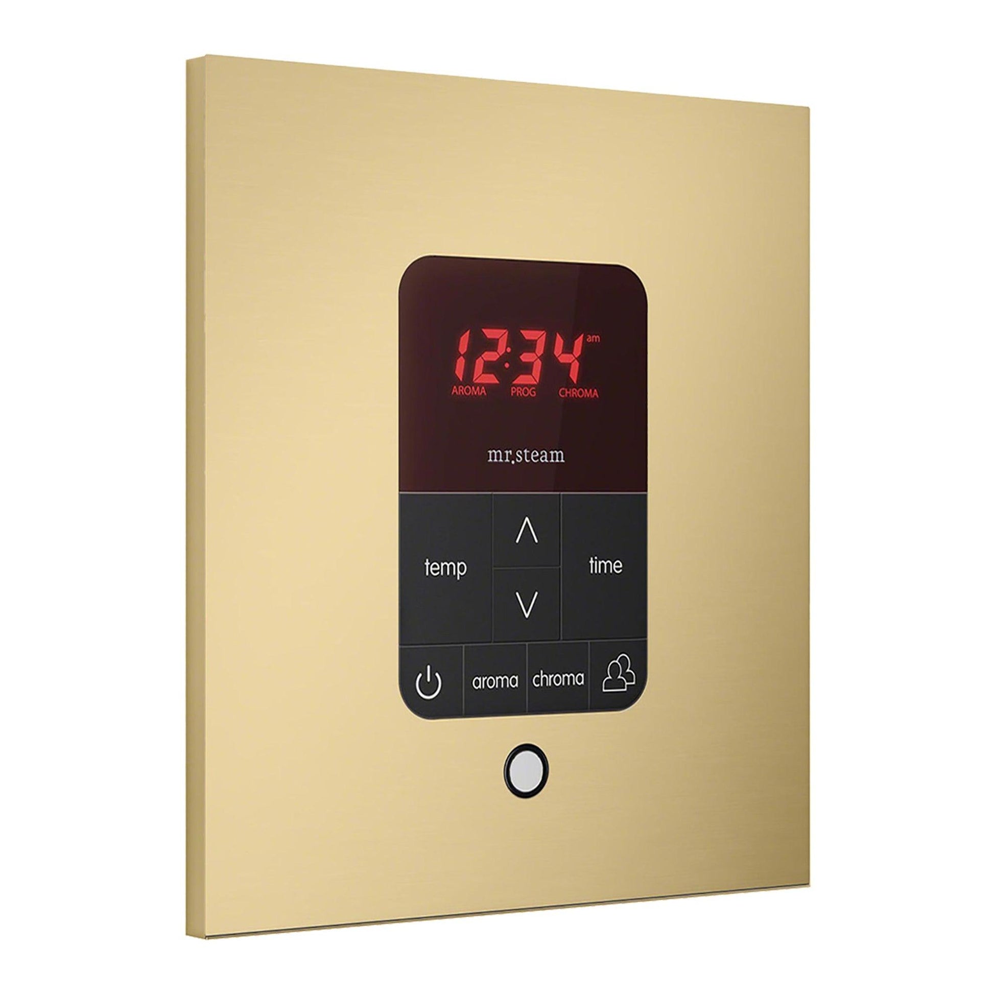 MrSteam iTempoPlus 5" x 5" x 1" Satin Brass in Square Steam Shower Control