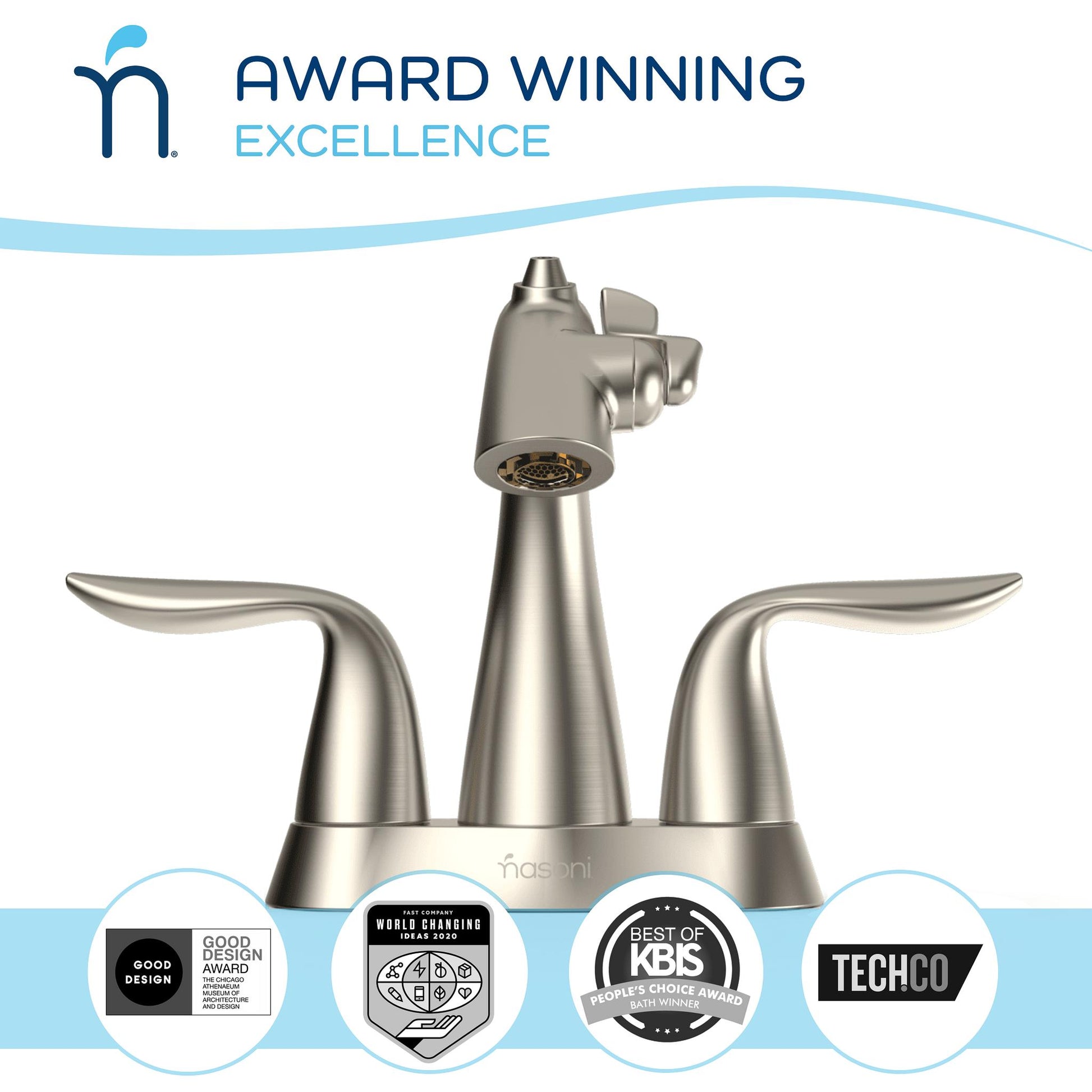 Nasoni Da Vinci 4" Brushed Nickel Centerset Fountain Faucet With Pop-Up Drain