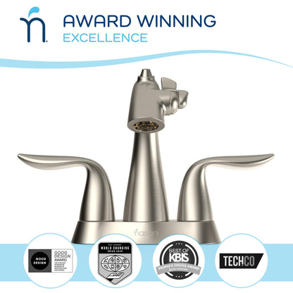 Nasoni Da Vinci 4" Brushed Nickel Centerset Fountain Faucet With Pop-Up Drain