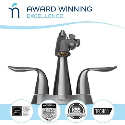 Nasoni Da Vinci 4" Gloss Black Nickel Centerset Fountain Faucet With Pop-Up Drain