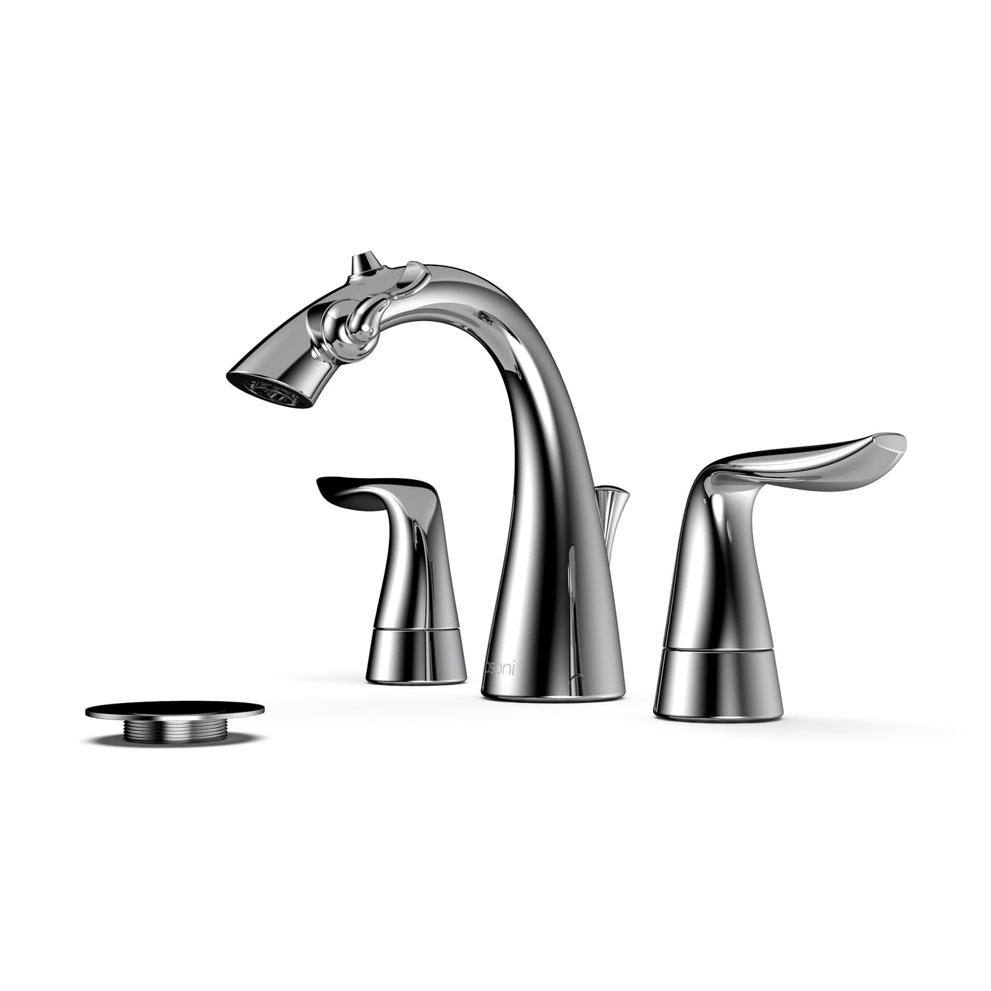 Nasoni Da Vinci 8" Polished Chrome Widespread Fountain Faucet With Pop-Up Drain