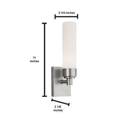 Norwell Lighting Alex 11" x 3" 1-Light Chrome Vanity Wall Sconce With Shiny Opal Glass Diffuser
