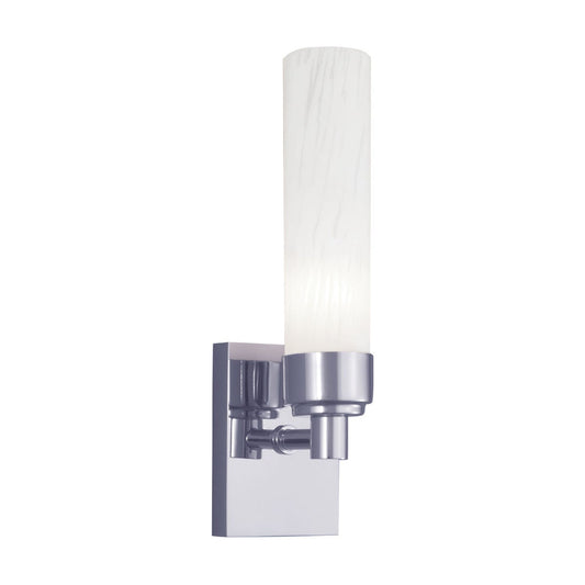 Norwell Lighting Alex 11" x 3" 1-Light Chrome Vanity Wall Sconce With Splashed Opal Glass Diffuser