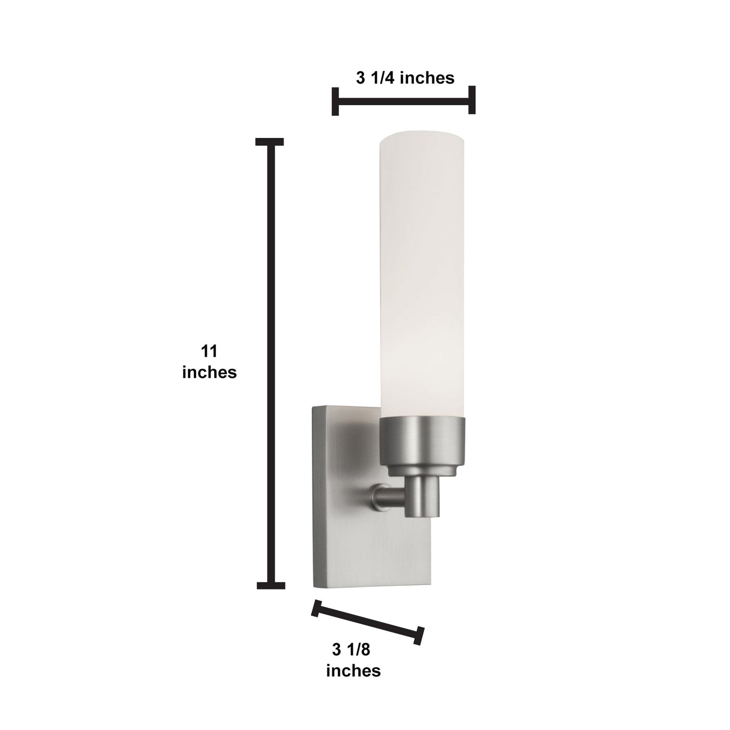 Norwell Lighting Alex 11" x 3" 1-Light Polished Nickel Vanity Light With Matte Opal Glass Diffuser