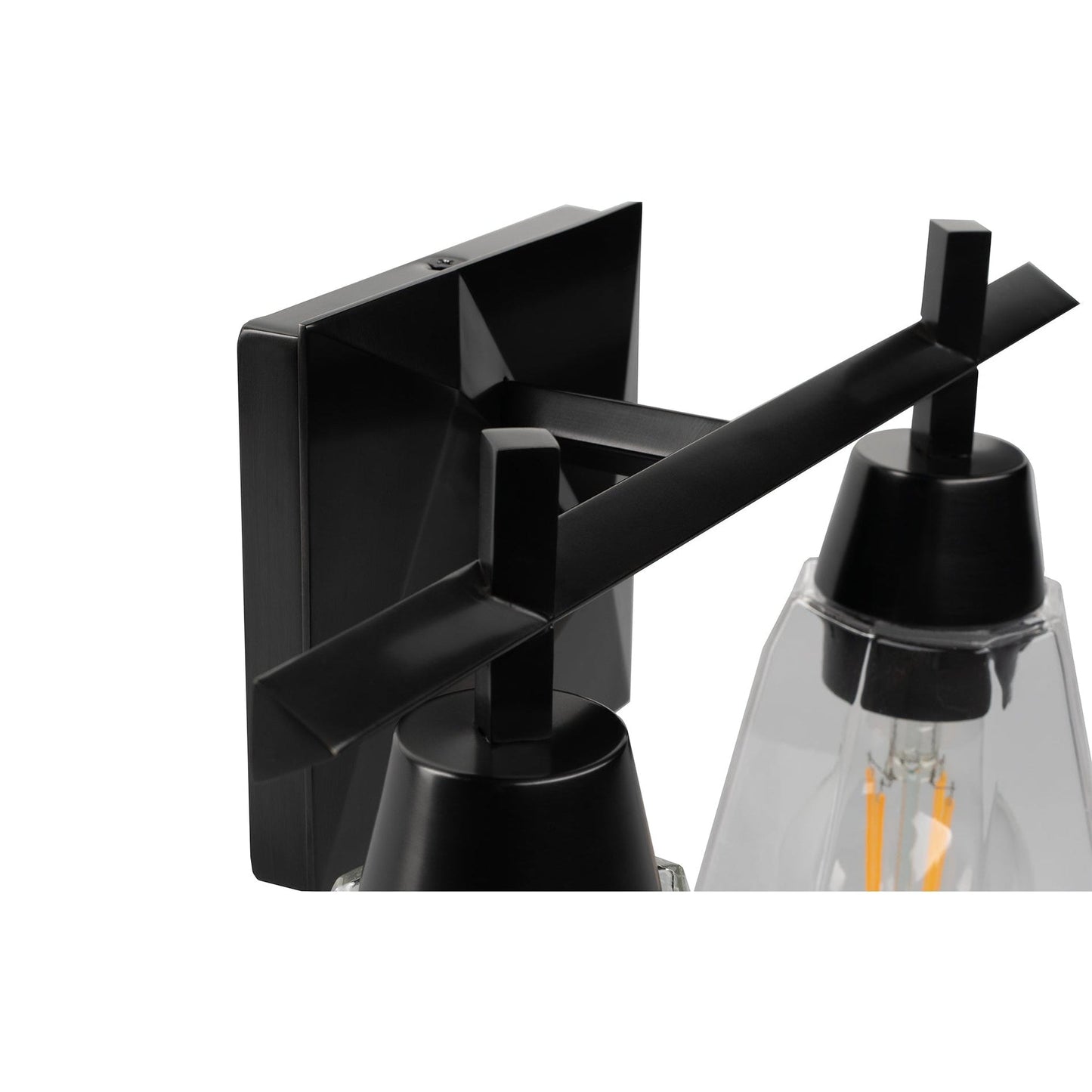 Norwell Lighting Arctic Bath Series 9" x 13" 2-Light Acid Dipped Black Vanity Wall Sconce With Clear Glass Diffuser