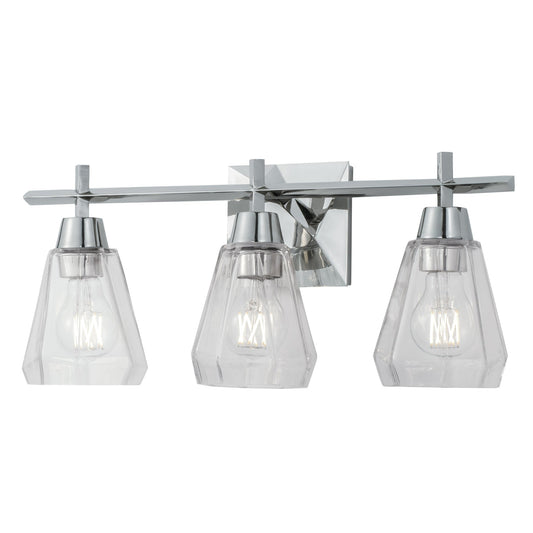 Norwell Lighting Arctic Bath Series 9" x 20" 3-Light Polished Nickel Vanity Wall Sconce With Clear Glass Diffuser