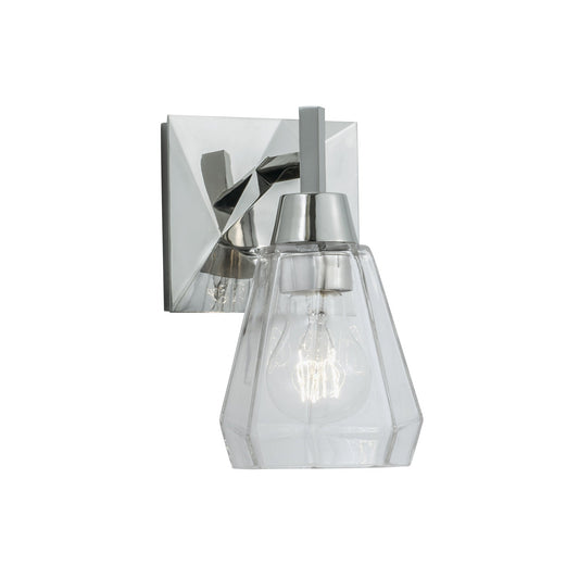 Norwell Lighting Arctic Bath Series 9" x 5" 1-Light Polished Nickel Vanity Wall Sconce With Clear Glass Diffuser