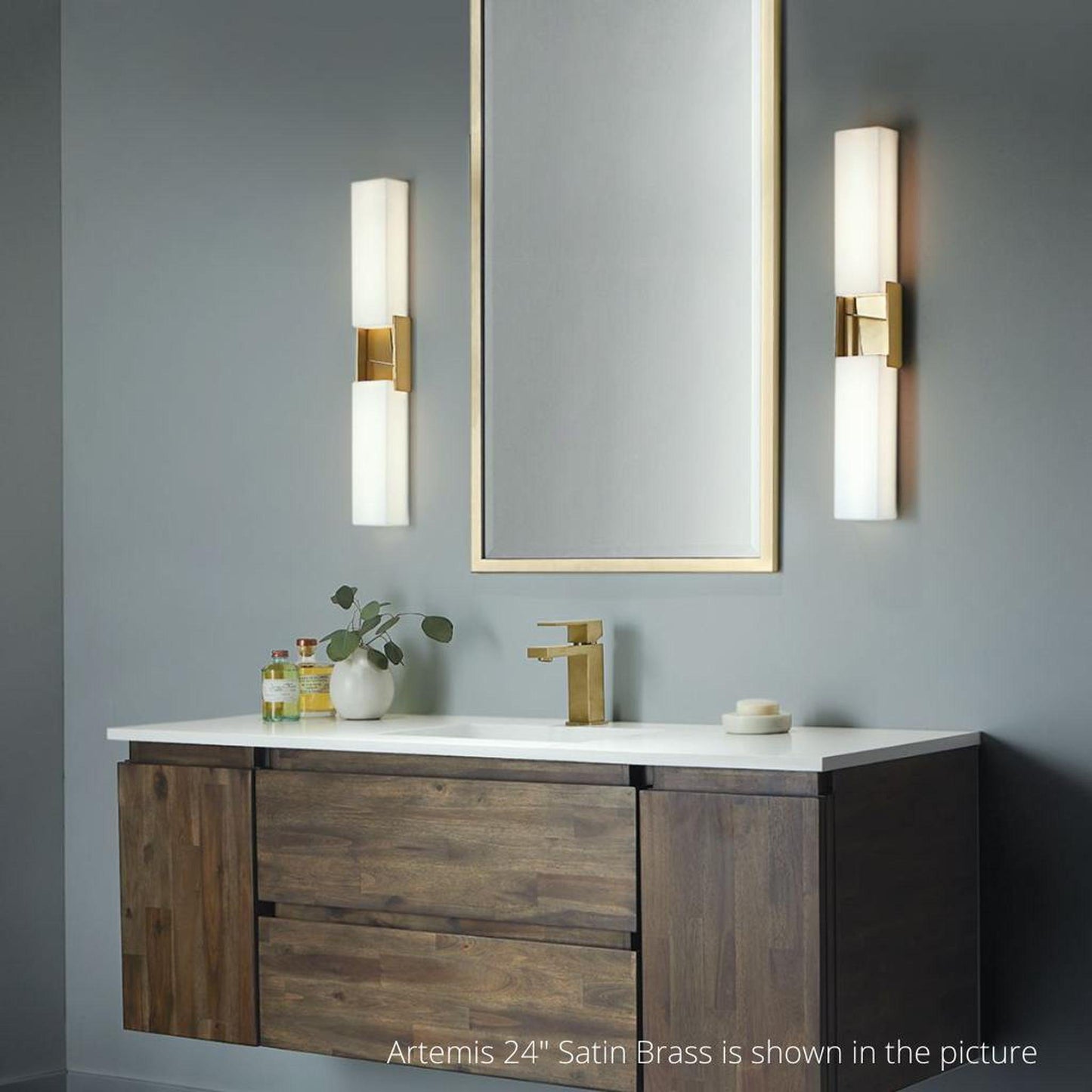 Norwell Lighting Artemis 36" 2-Light Chrome LED Vanity Sconce With Matte Opal Acrylic Diffusers