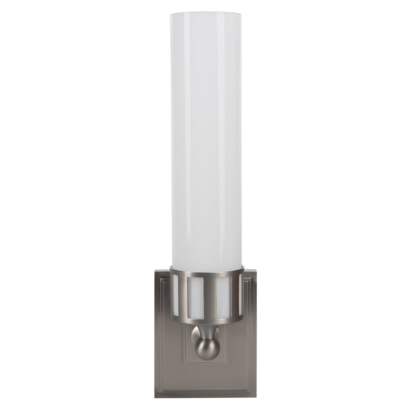 Norwell Lighting Astor 15" x 4" 1-Light Brushed Nickel Vanity Wall Sconce With Shiny Opal Glass Diffuser