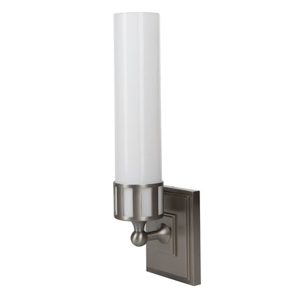 Norwell Lighting Astor 15" x 4" 1-Light Brushed Nickel Vanity Wall Sconce With Shiny Opal Glass Diffuser