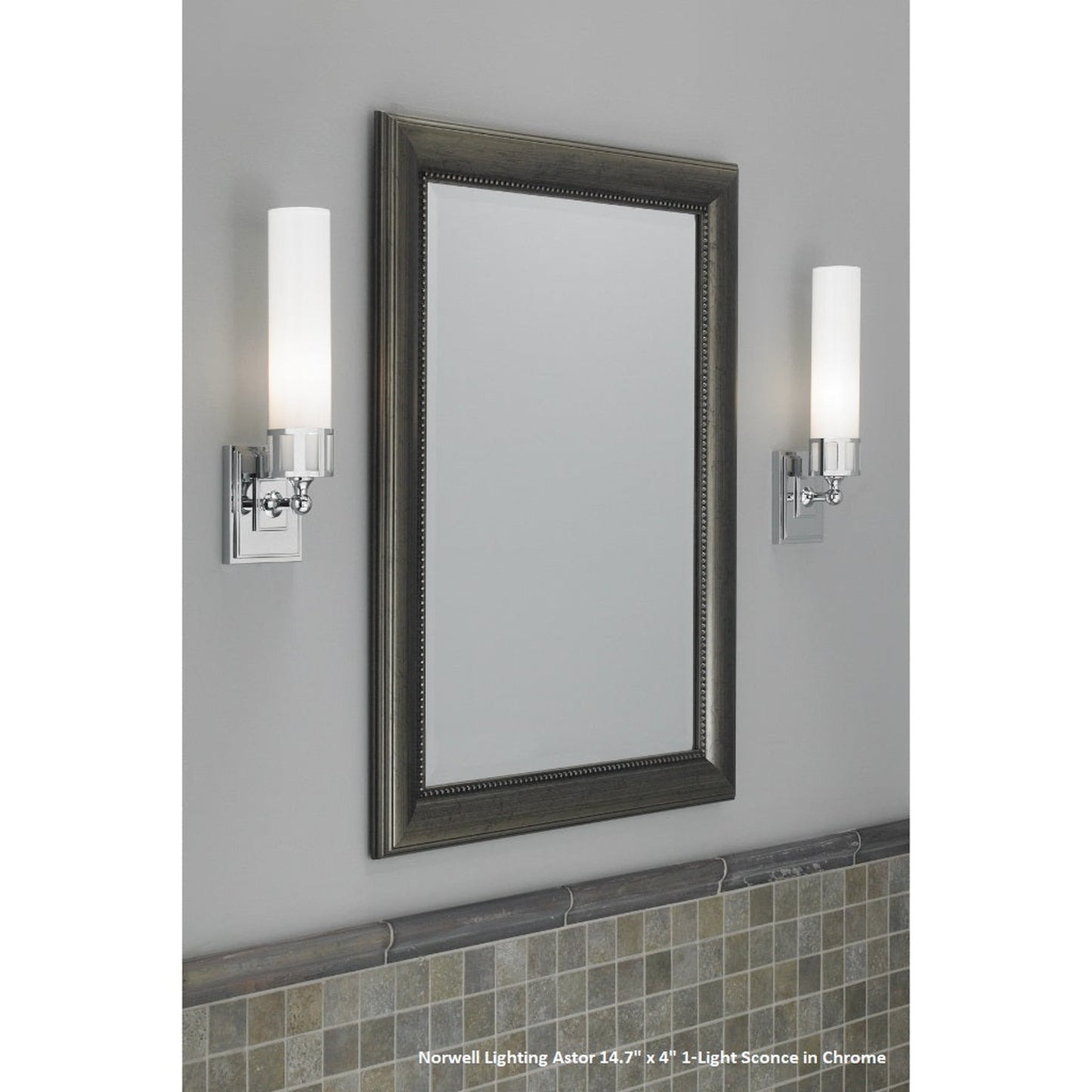 Norwell Lighting Astor 15" x 4" 1-Light Chrome Horizontal/Vertical LED Vanity Wall Sconce With Shiny Opal Glass Diffuser