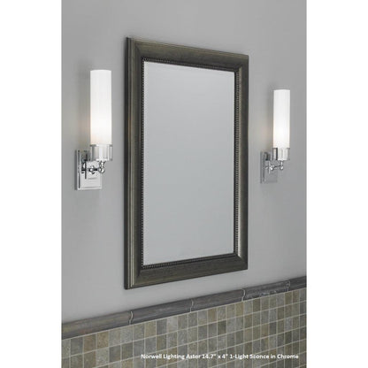 Norwell Lighting Astor 15" x 4" 1-Light Chrome Horizontal/Vertical Vanity Wall Sconce With Shiny Opal Glass Diffuser
