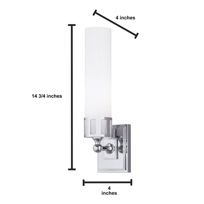Norwell Lighting Astor 15" x 4" 1-Light Chrome Horizontal/Vertical Vanity Wall Sconce With Shiny Opal Glass Diffuser