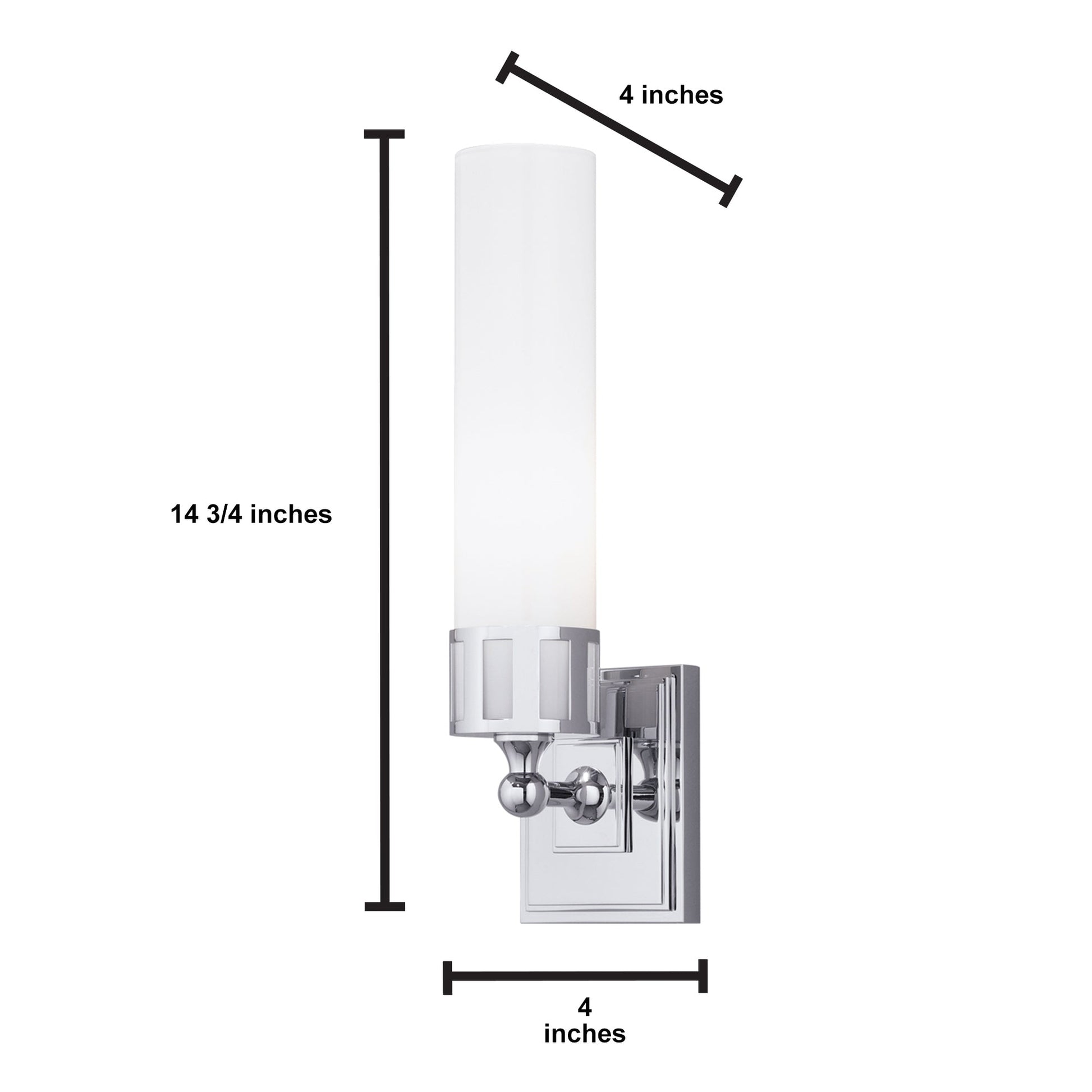 Norwell Lighting Astor 15" x 4" 1-Light Polished Nickel Vanity Wall Sconce With Shiny Opal Glass Diffuser